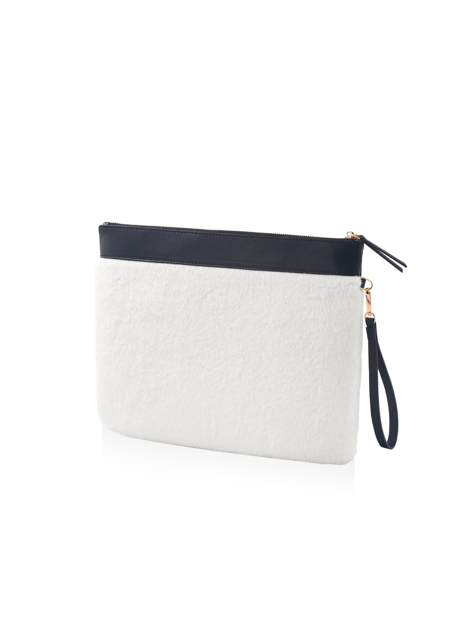 Plush Clutch Bag White 26x33 cm