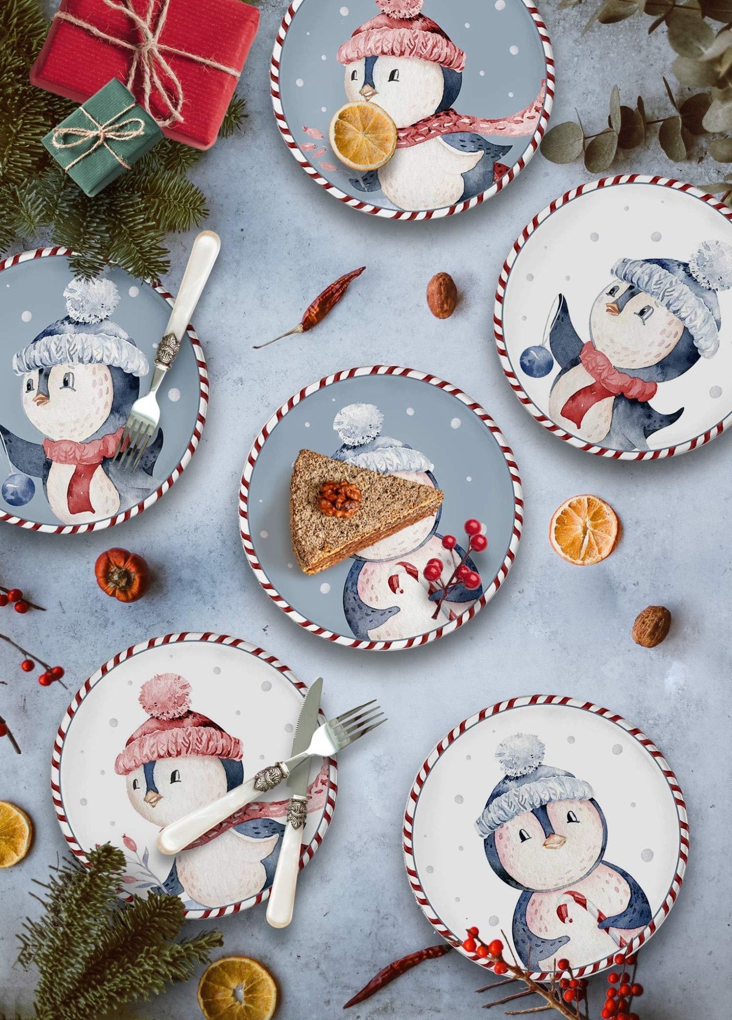 Penguin Cake Plate Set of 6 19 cm NEW011 - Exporgin - Global Shopping Site