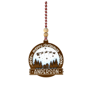 Personalized Round Christmas Ornament – Custom Name Holiday Decoration with Santa Sleigh & Reindeer – Happy New Year Tree Ornament - Exporgin | Türkiye Comes to You
