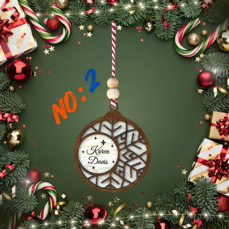 Personalized Wooden Christmas Ornament – Custom Name and Six Different Designs - Exporgin | Türkiye Comes to You