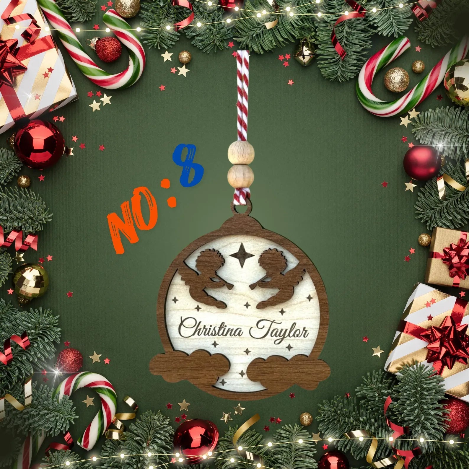 Personalized Wooden Christmas Ornament – Custom Name and Six Different Designs - Exporgin | Türkiye Comes to You