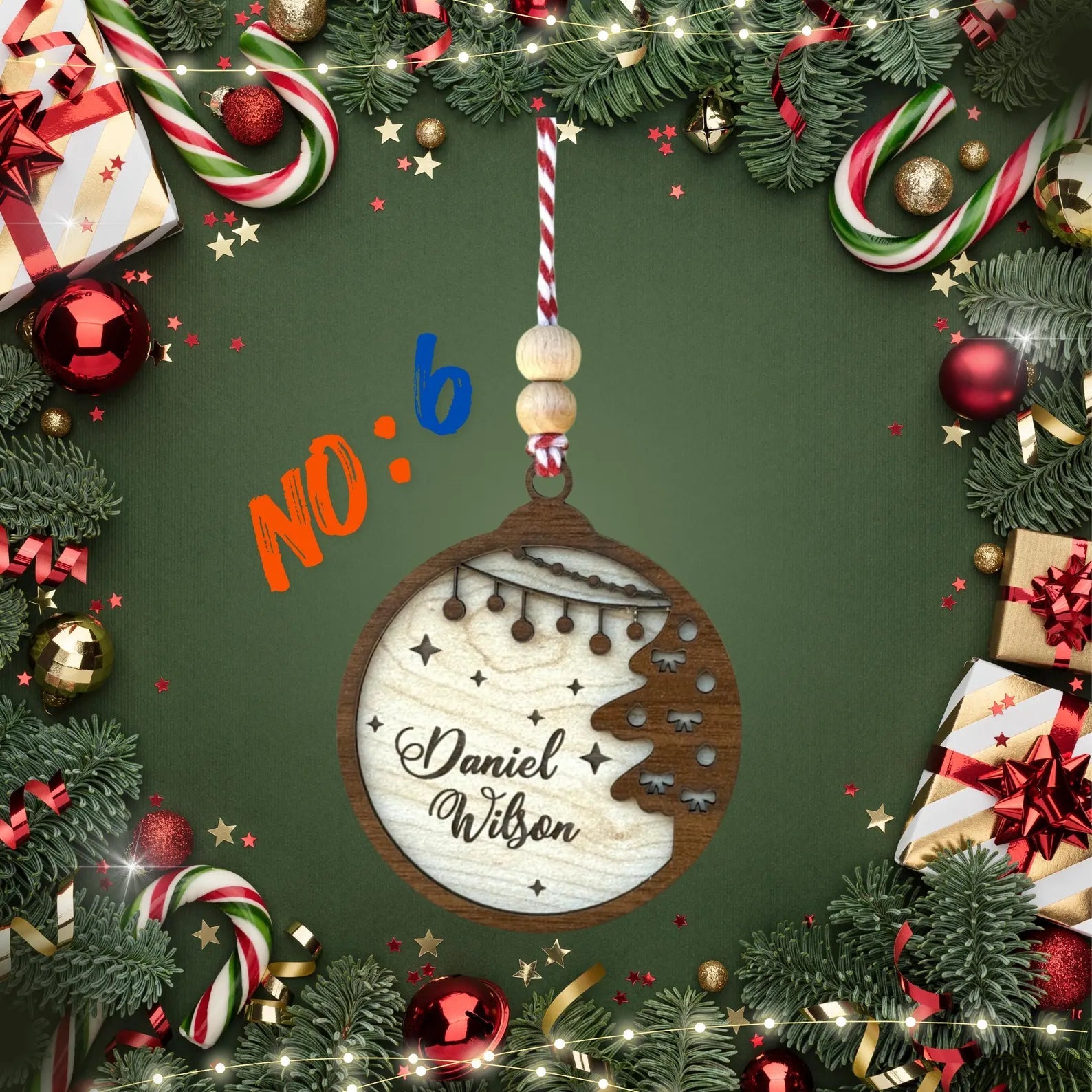 Personalized Wooden Christmas Ornament – Custom Name and Six Different Designs - Exporgin | Türkiye Comes to You