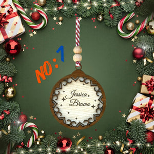 Personalized Wooden Christmas Ornament – Custom Name and Six Different Designs - Exporgin | Türkiye Comes to You