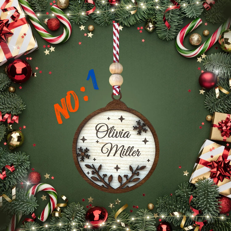 Personalized Wooden Christmas Ornament – Custom Name and Six Different Designs - Exporgin | Türkiye Comes to You