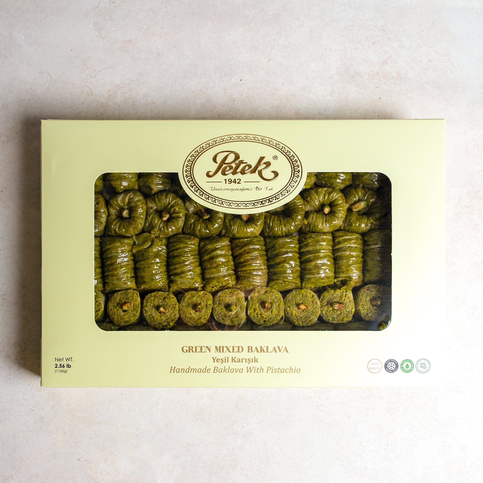 Petek 1942 Green Mixed Baklava with Pistachio 1160g (40.9 oz) - Exporgin | Global Shopping Site