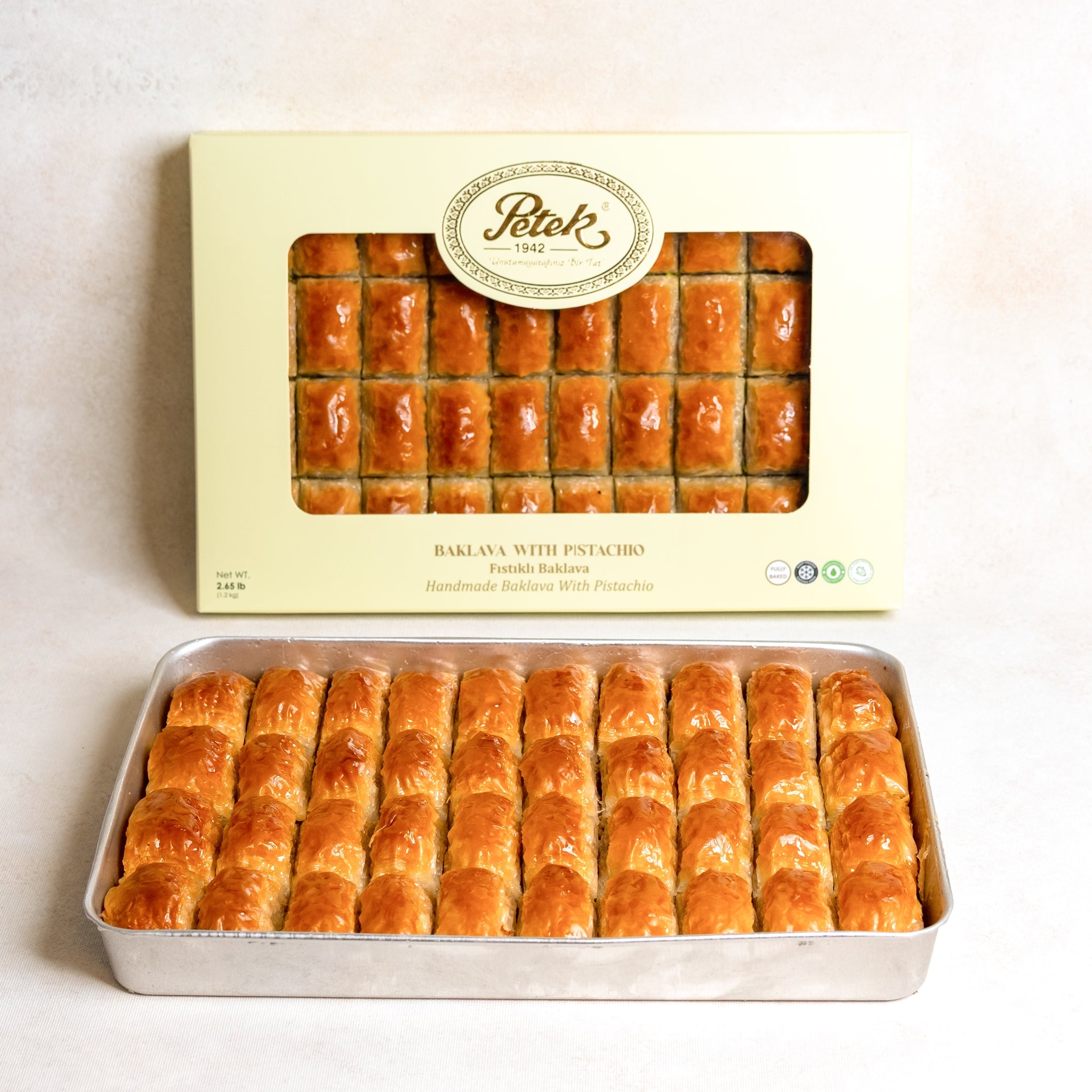 Petek 1942 Handmade Turkish Baklava with Pistachio 1200g (42.32 oz) - Exporgin | Global Shopping Site