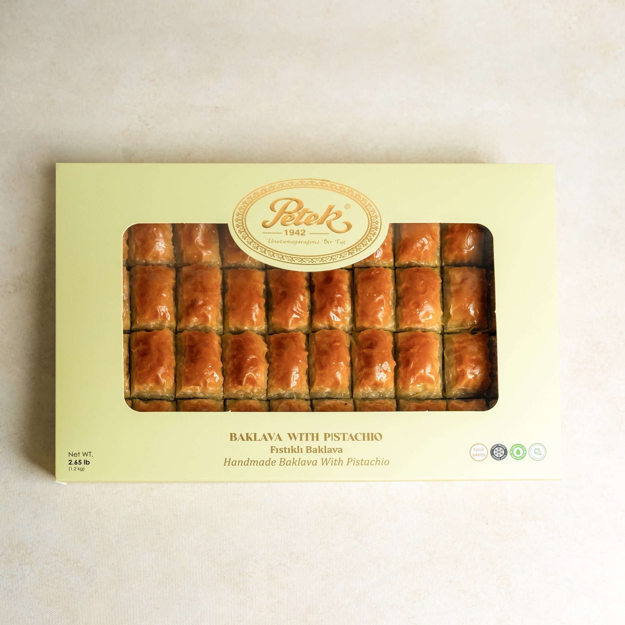 Petek 1942 Handmade Turkish Baklava with Pistachio 1200g (42.32 oz) - Exporgin | Global Shopping Site