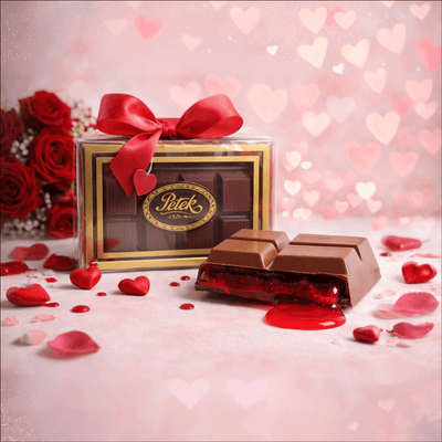 Petek 1942 Valentine’s Strawberry Filled Chocolate Bar – Dark & Milk Chocolate
