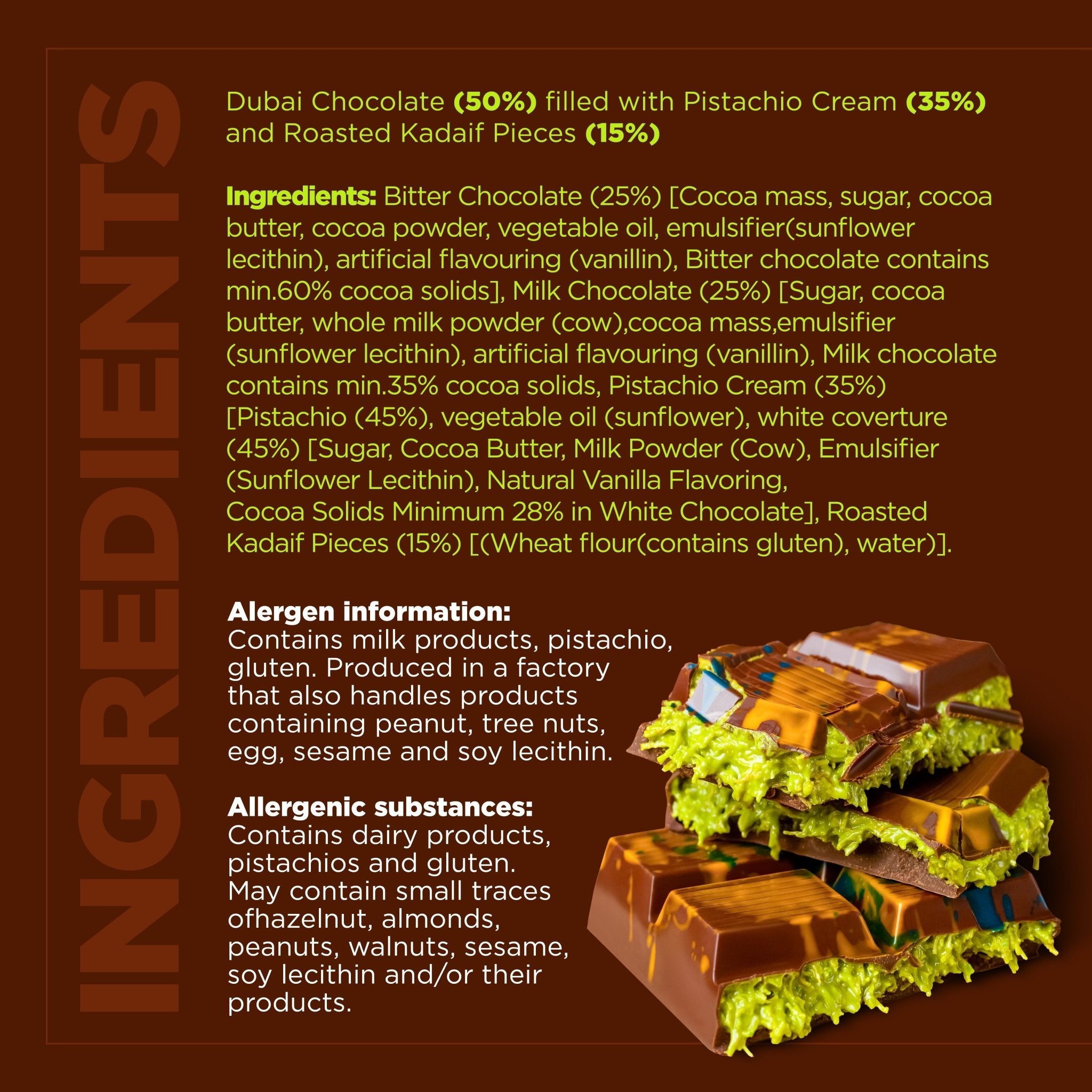 Petek 1942 Viral Dubai Chocolate Bar – Handmade Chocolate with Pistachio Cream and Roasted Kadaif 200g (7.05 oz) - Exporgin - Global Shopping Site