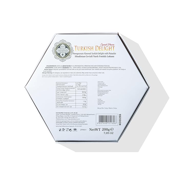 Delizia turca al pistacchio – Ricoperta di melograno e cocco classico 200 g (7.05 oz) / 160 g (5.64 oz) - Exporgin | Türkiye Viene da te