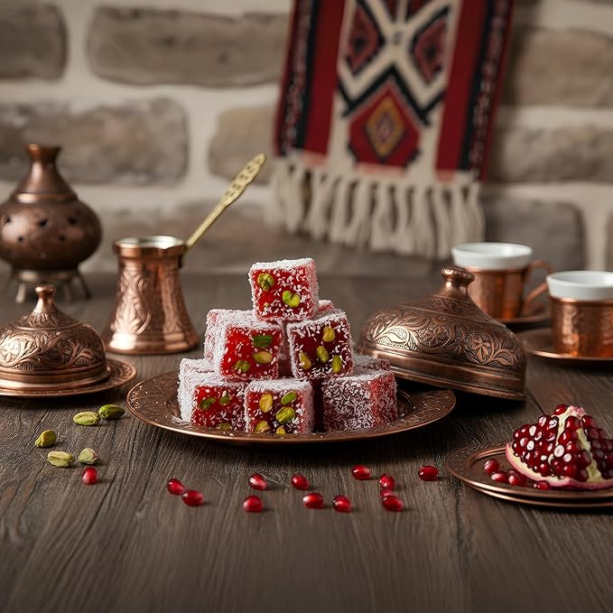 Pistachio Turkish Delight – Pomegranate & Classic Coconut Coated 200g (7.05 oz) / 160g (5.64 oz) - Exporgin | Türkiye Comes to You
