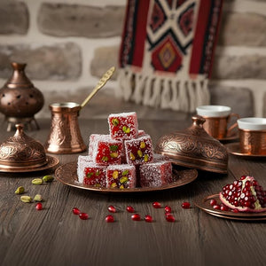 Pistachio Turkish Delight – Pomegranate & Classic Coconut Coated 200g (7.05 oz) / 160g (5.64 oz) - Exporgin | Türkiye Comes to You