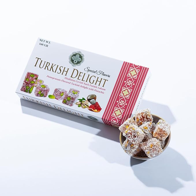 Pistachio Turkish Delight – Pomegranate & Classic Coconut Coated 200g (7.05 oz) / 160g (5.64 oz) - Exporgin | Türkiye Comes to You