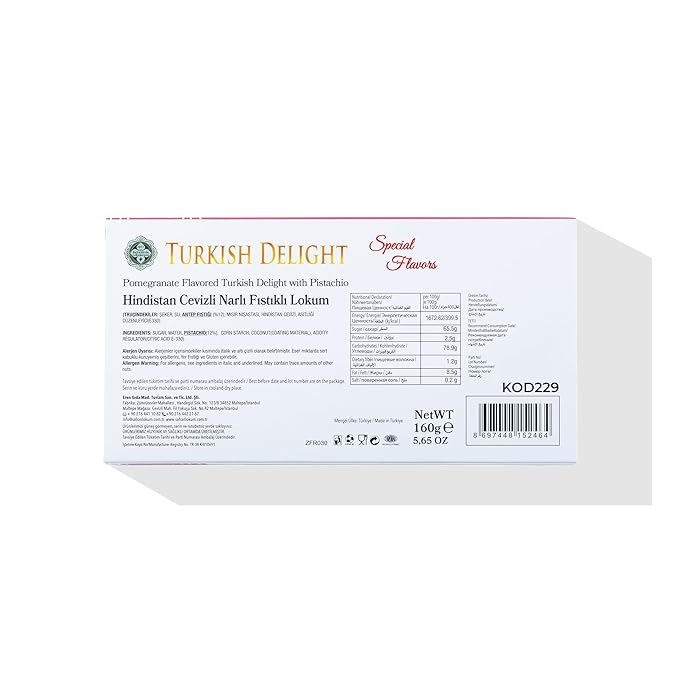 Delizia turca al pistacchio – Ricoperta di melograno e cocco classico 200 g (7.05 oz) / 160 g (5.64 oz) - Exporgin | Türkiye Viene da te