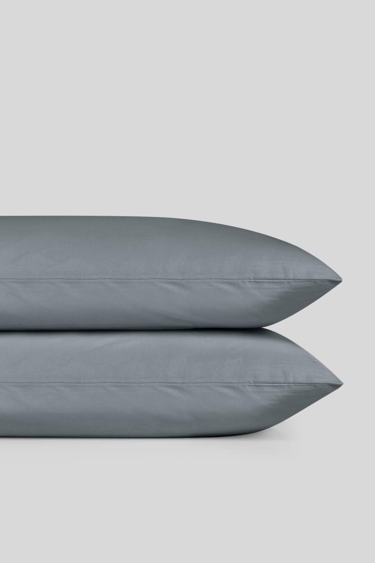 Plain 2-Piece Cotton Pillowcase 50X70 cm - Anthracite