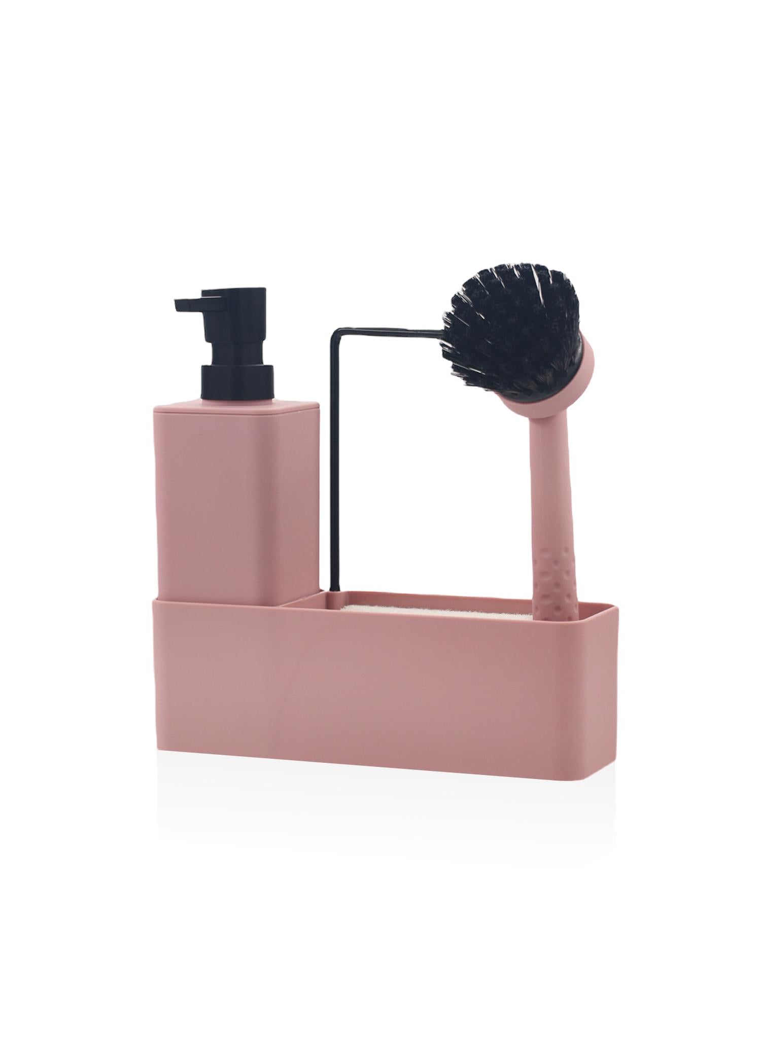 Plain Liquid Soap Dispenser Set Pink