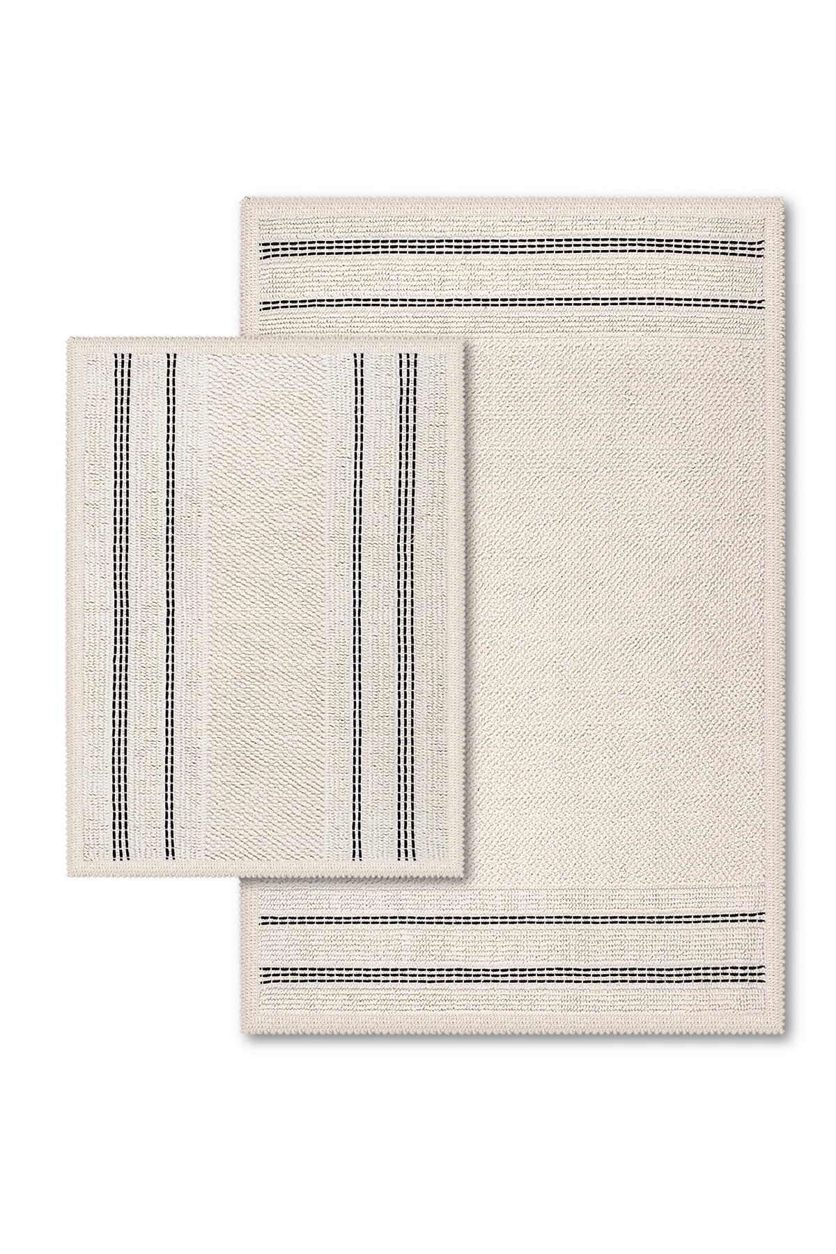 Porto Natural Cotton 2-Piece Bath Mat Set 60X100+50X60 cm - Ecru