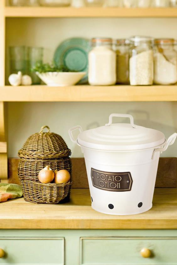 Potato Onion Bucket - White - Exporgin - Global Shopping Site