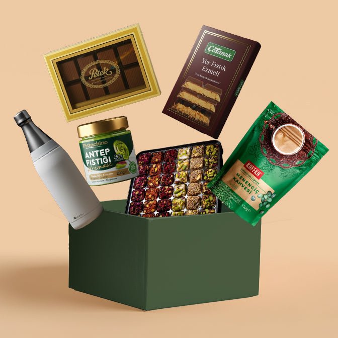 Premium Christmas Gift Set with Thermos Bottle – Dubai Chocolate, Turkish Coffee & Gourmet Treats (X - Large) - Exporgin | Türkiye Comes to You
