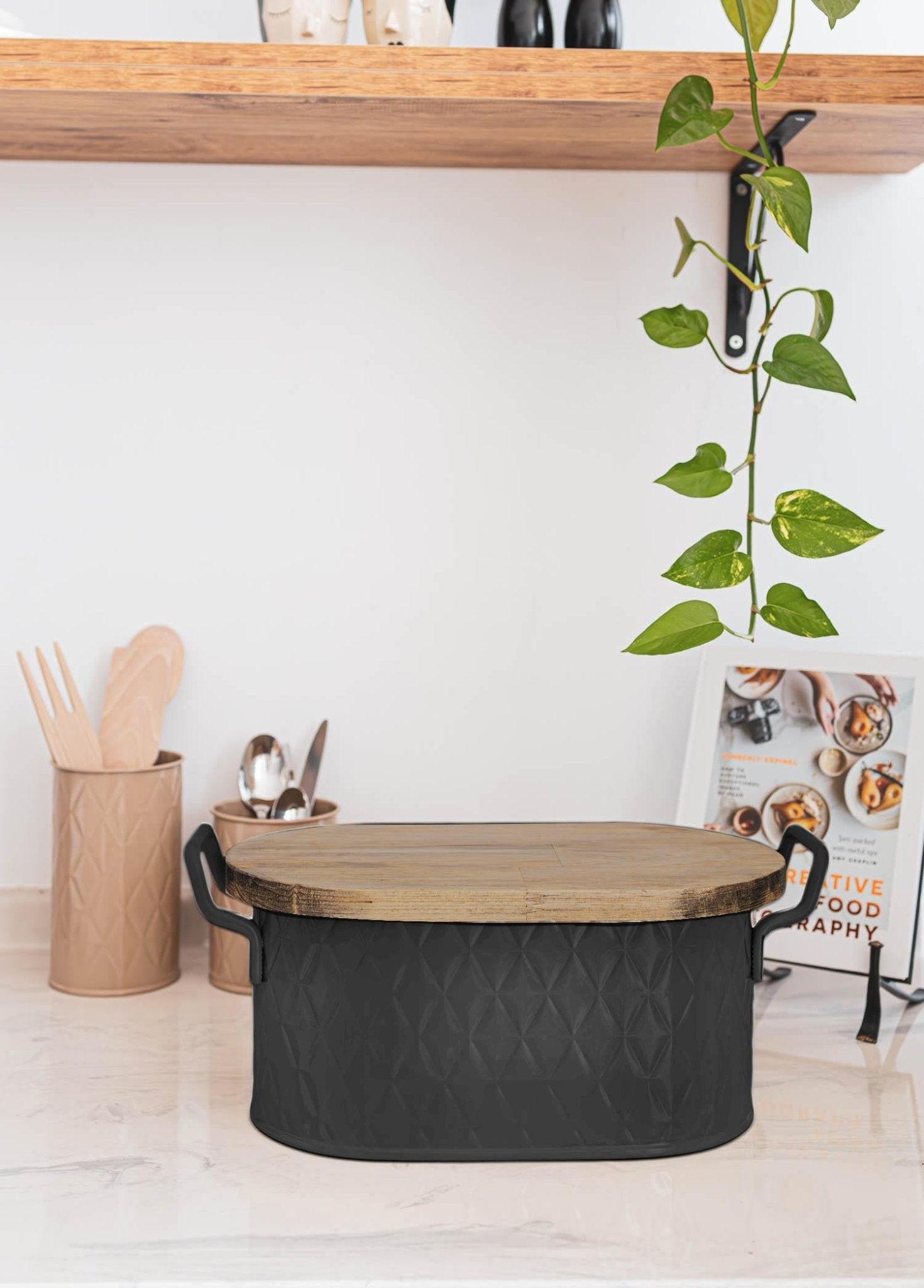 Prism Bread Storage Box Black 40x22x18 cm - Exporgin - Global Shopping Site