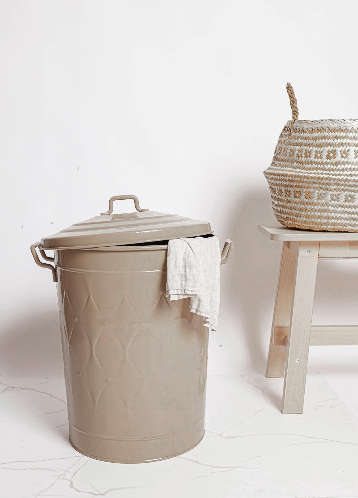 Prism – Laundry Basket Caramel – Galvanized Steel & Rust - Resistant – 60L (55x47x41 cm) - Exporgin | Türkiye Comes to You