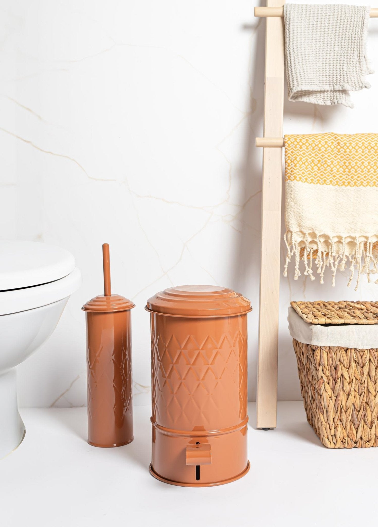 Prism – Toilet Brush Terracotta – Galvanized Steel & Rust - Resistant – 40x11x11 cm - Exporgin | Türkiye Comes to You