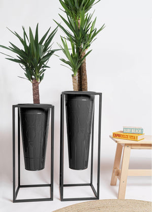 Prism Vase & Flower Pot Black 70x30x30 cm - Exporgin - Global Shopping Site
