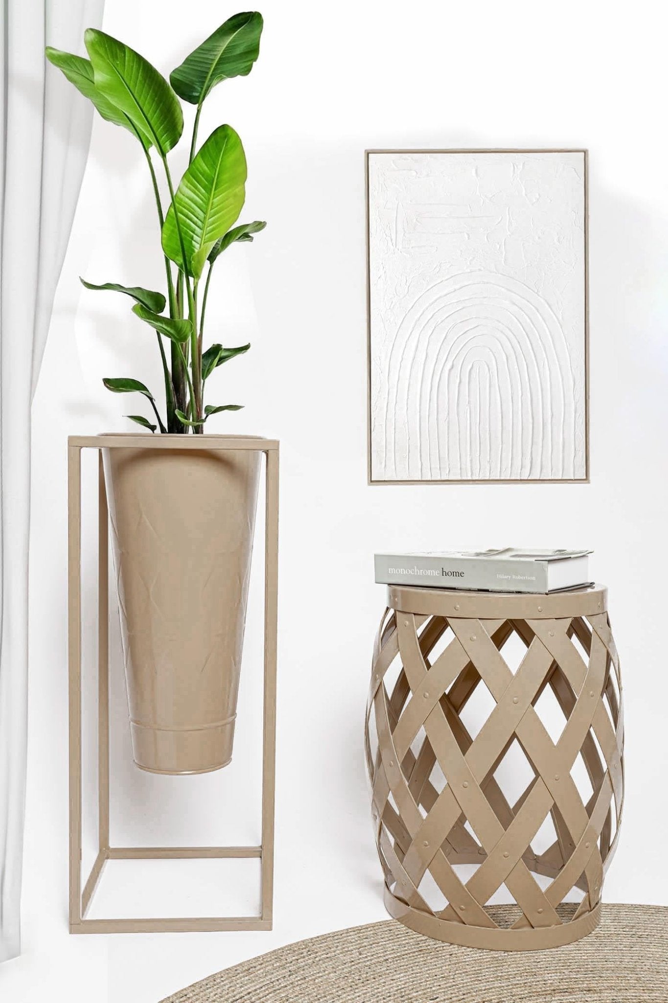 Prism Vase & Flowerpot Caramel 70x30x30 cm - Exporgin - Global Shopping Site