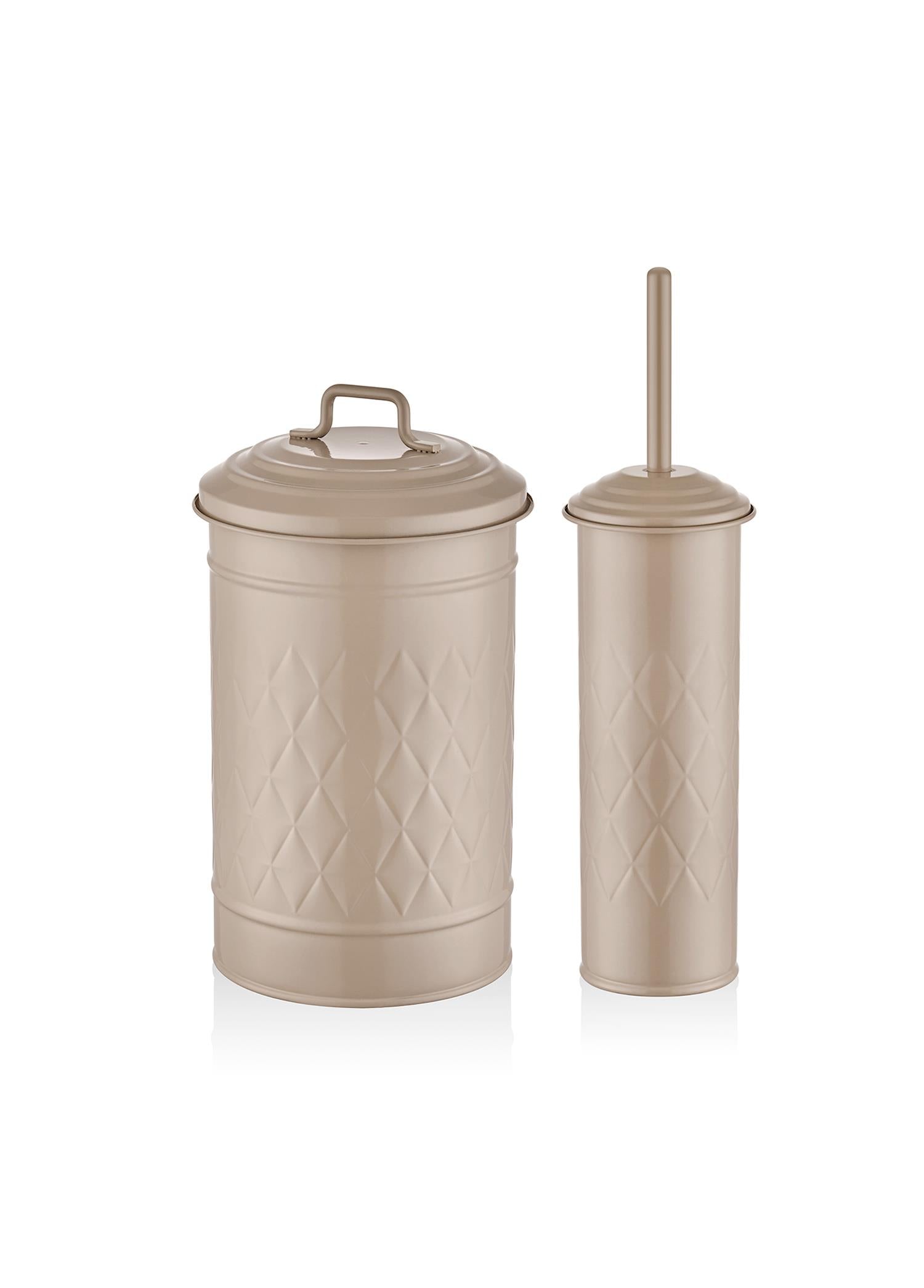 Prism Trash Can & Toilet Brush Set Caramel