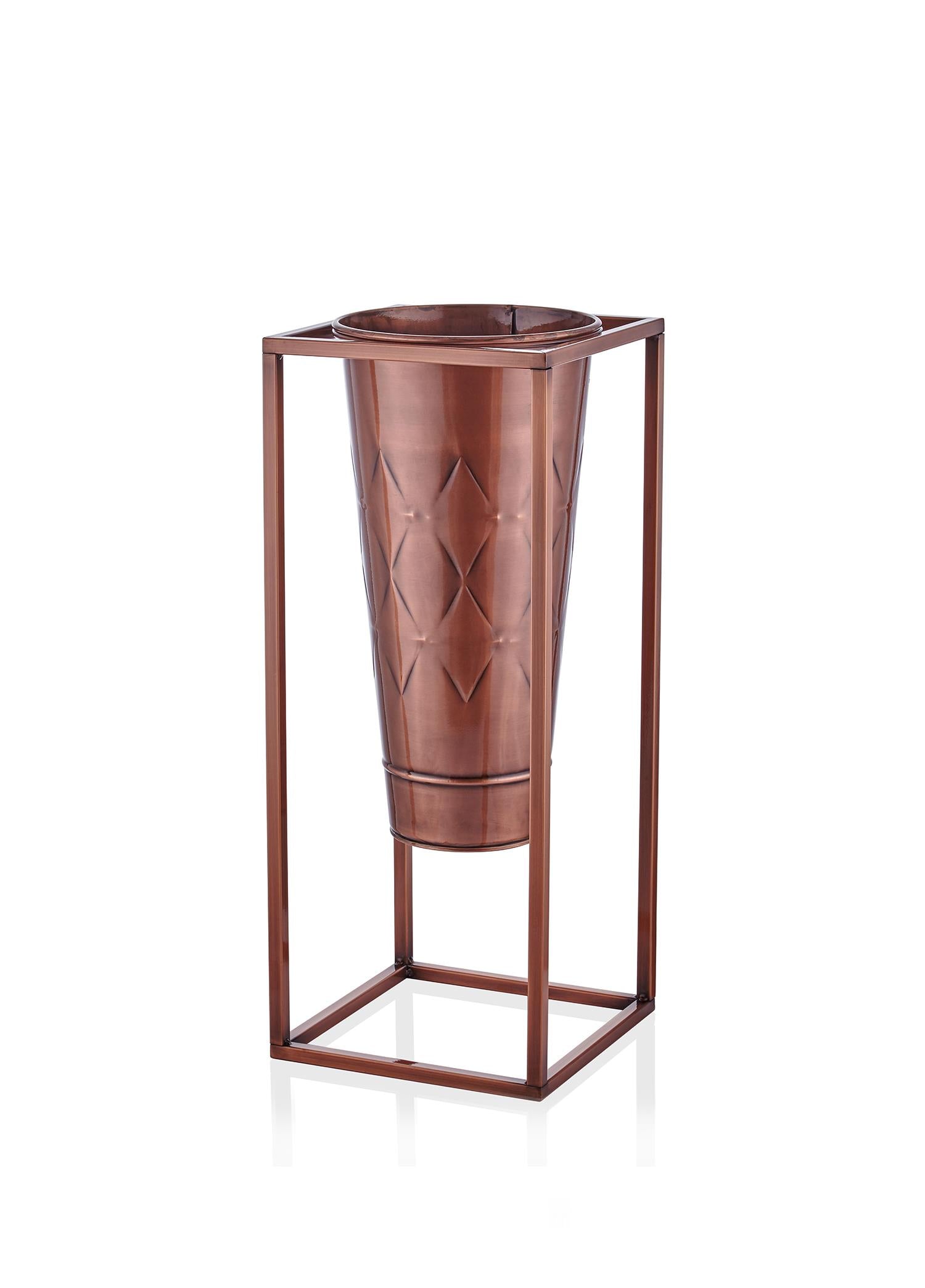 Prism Vase & Flower Pot Copper Coating 70x30x30 cm