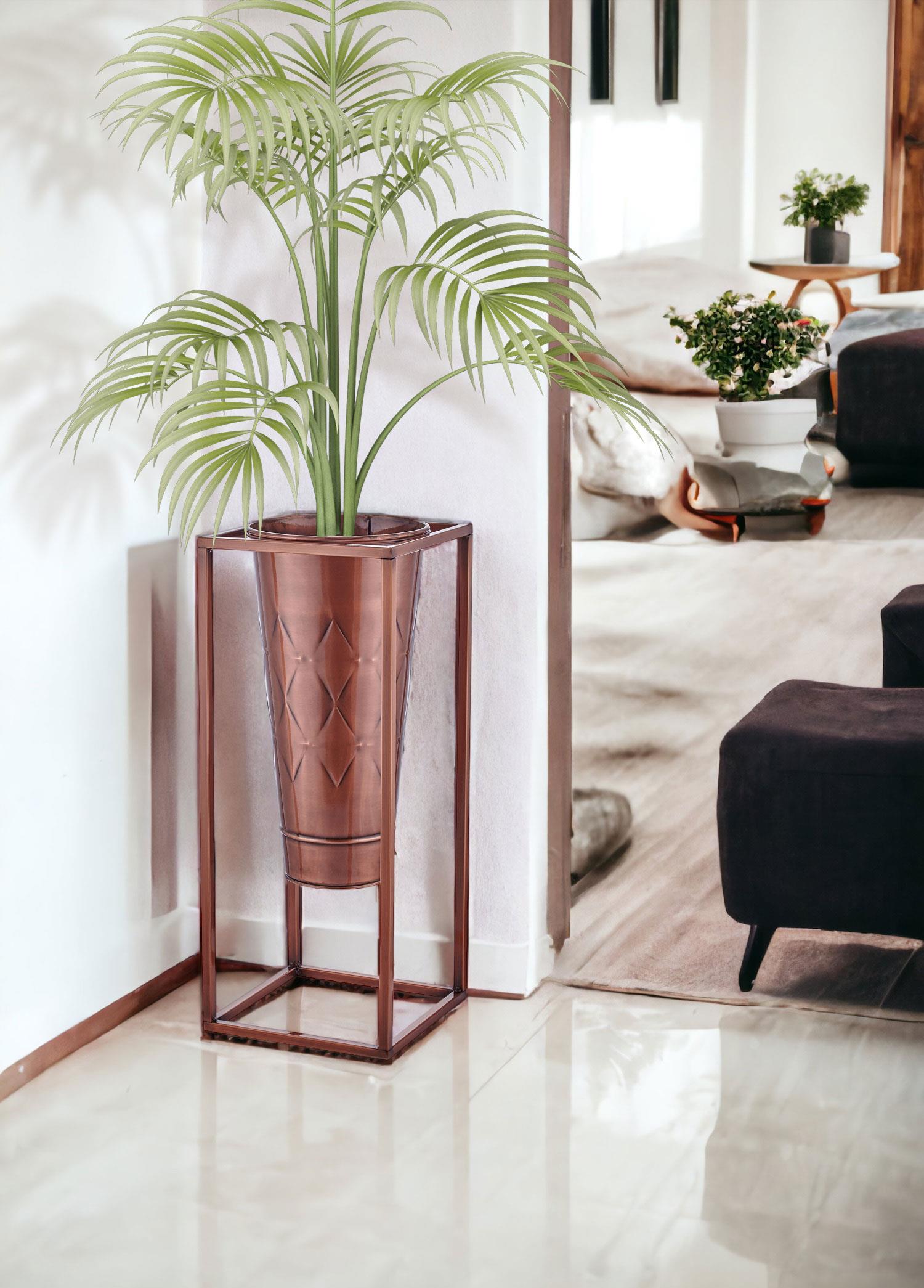 Prism Vase & Flower Pot Copper Coating 70x30x30 cm