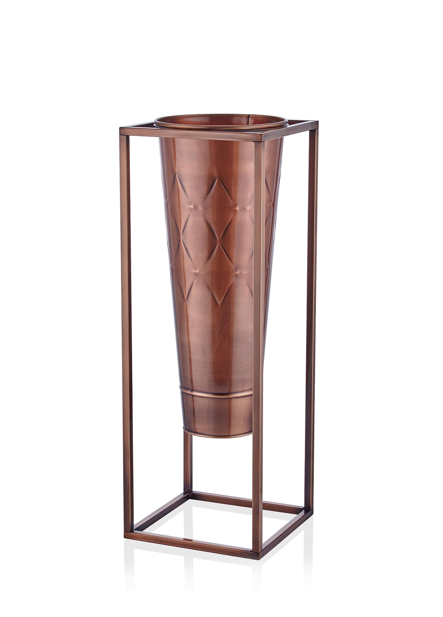 Prism Vase & Flower Pot Copper Coating 80x30x30 cm