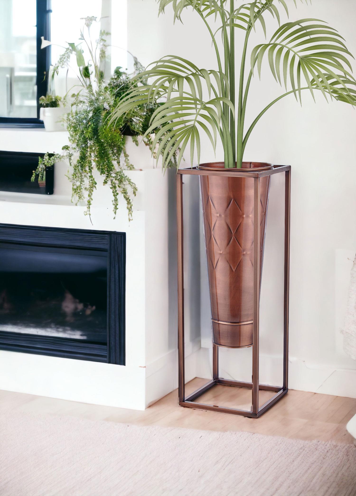 Prism Vase & Flower Pot Copper Coating 80x30x30 cm