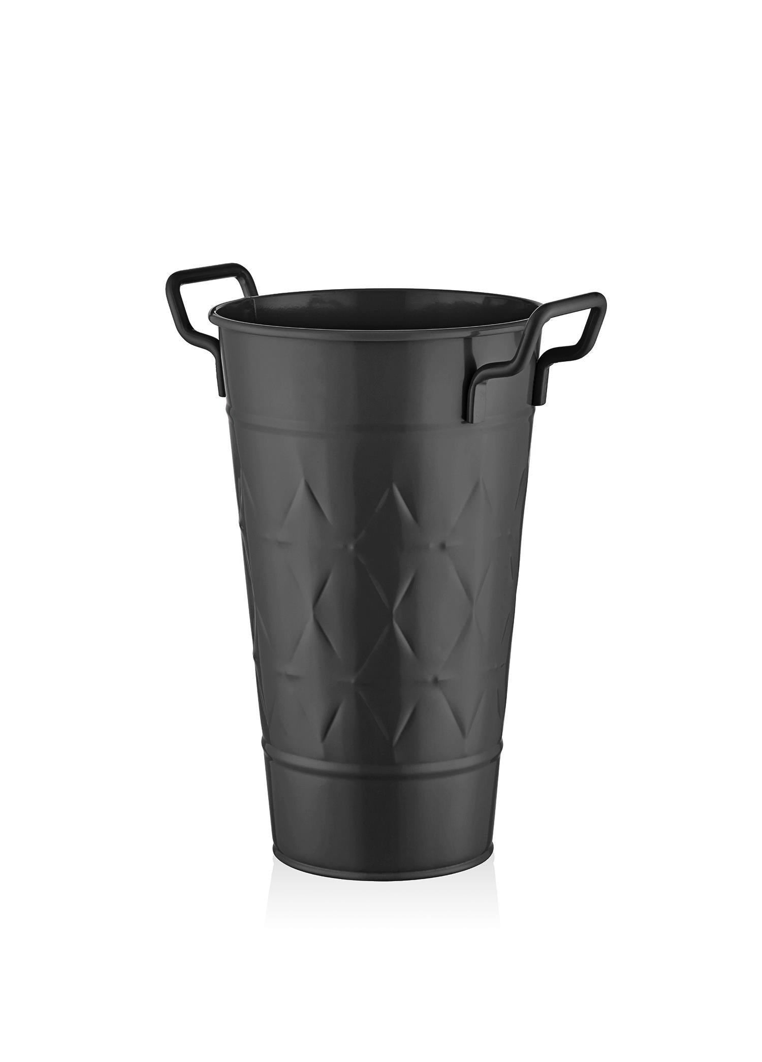 Prism Vase & Flower Pot Black 40 cm