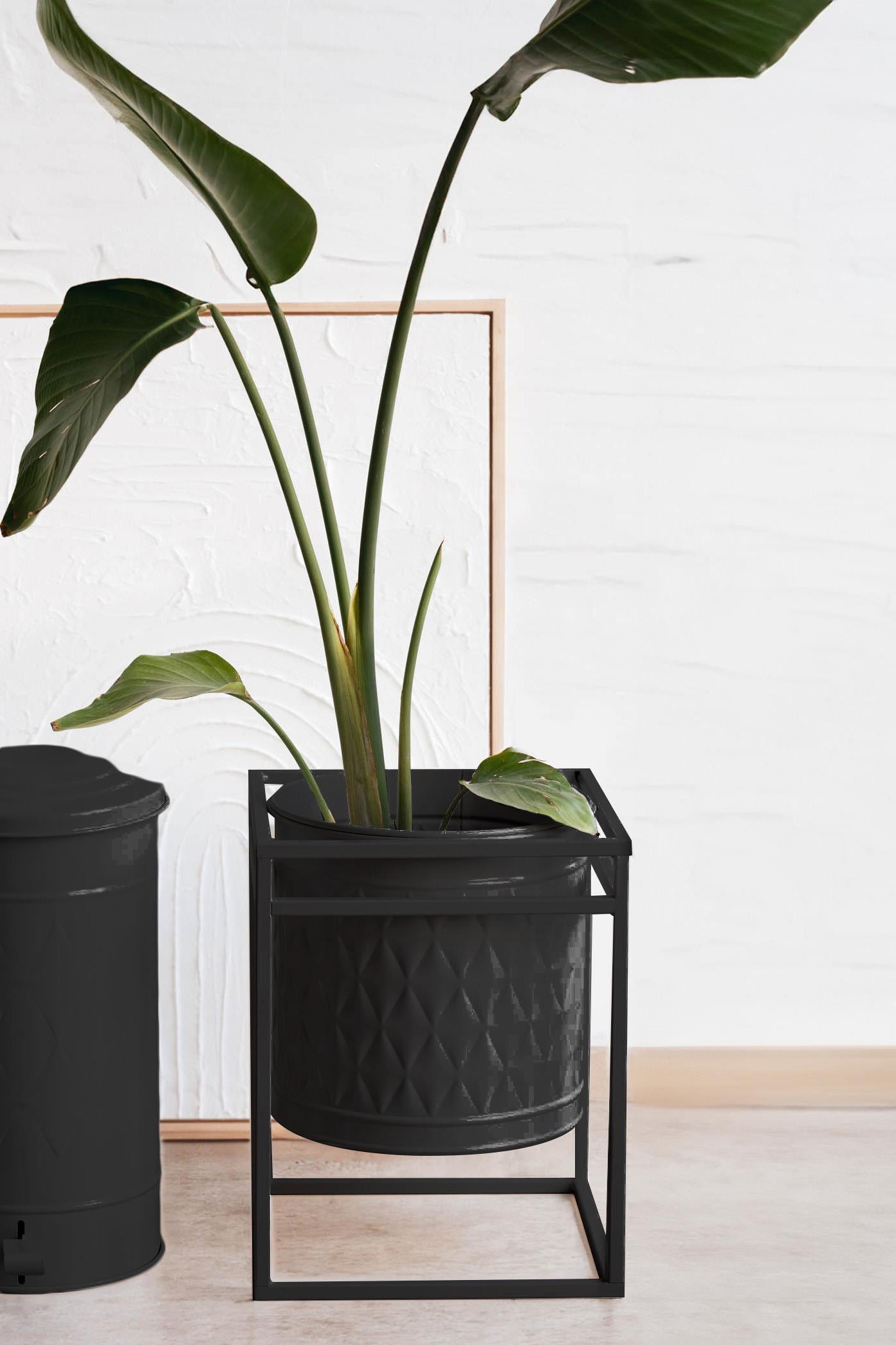 Prism Vase & Flower Pot Black 45x35x35 cm