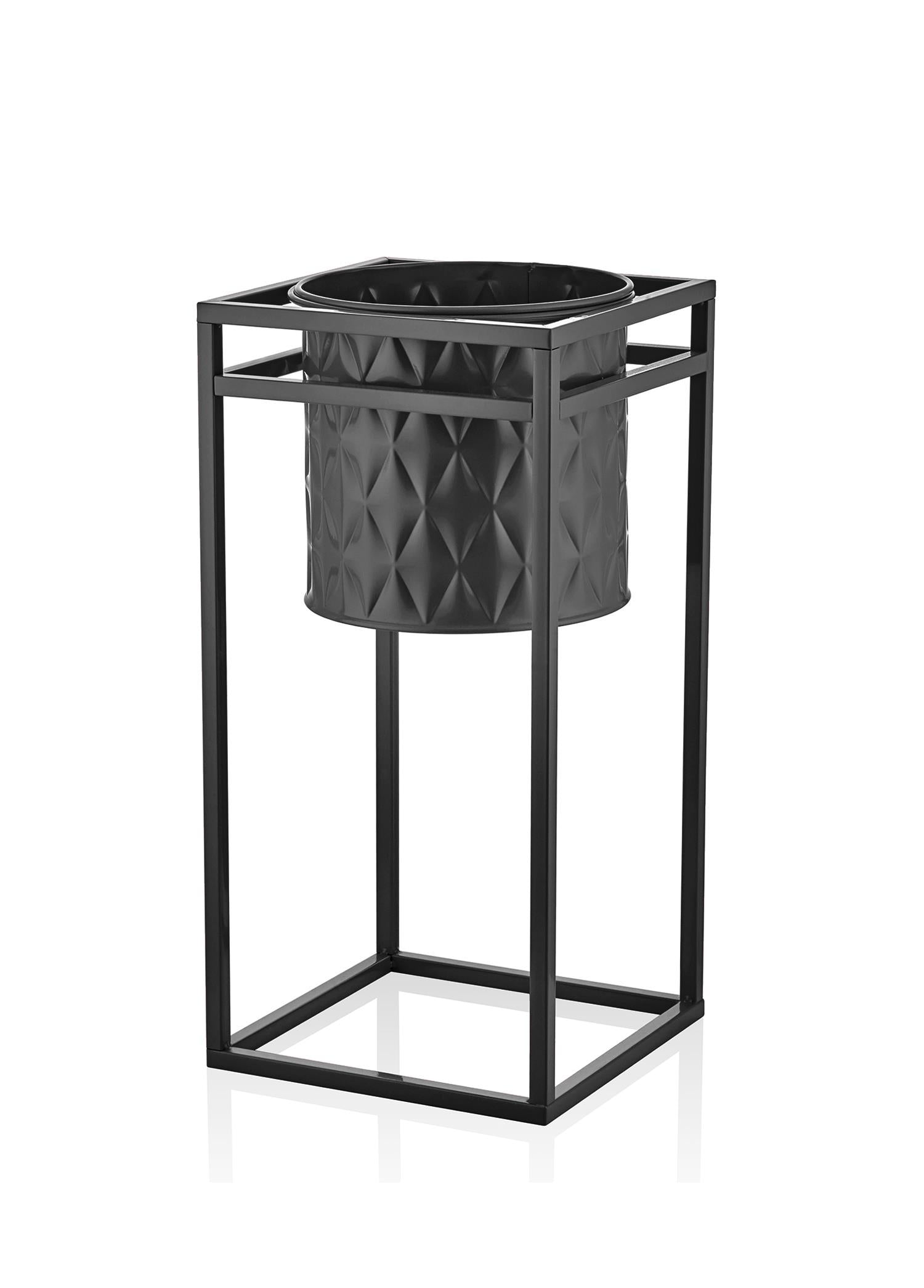 Prism Vase & Flower Pot Black 60x30x30 cm