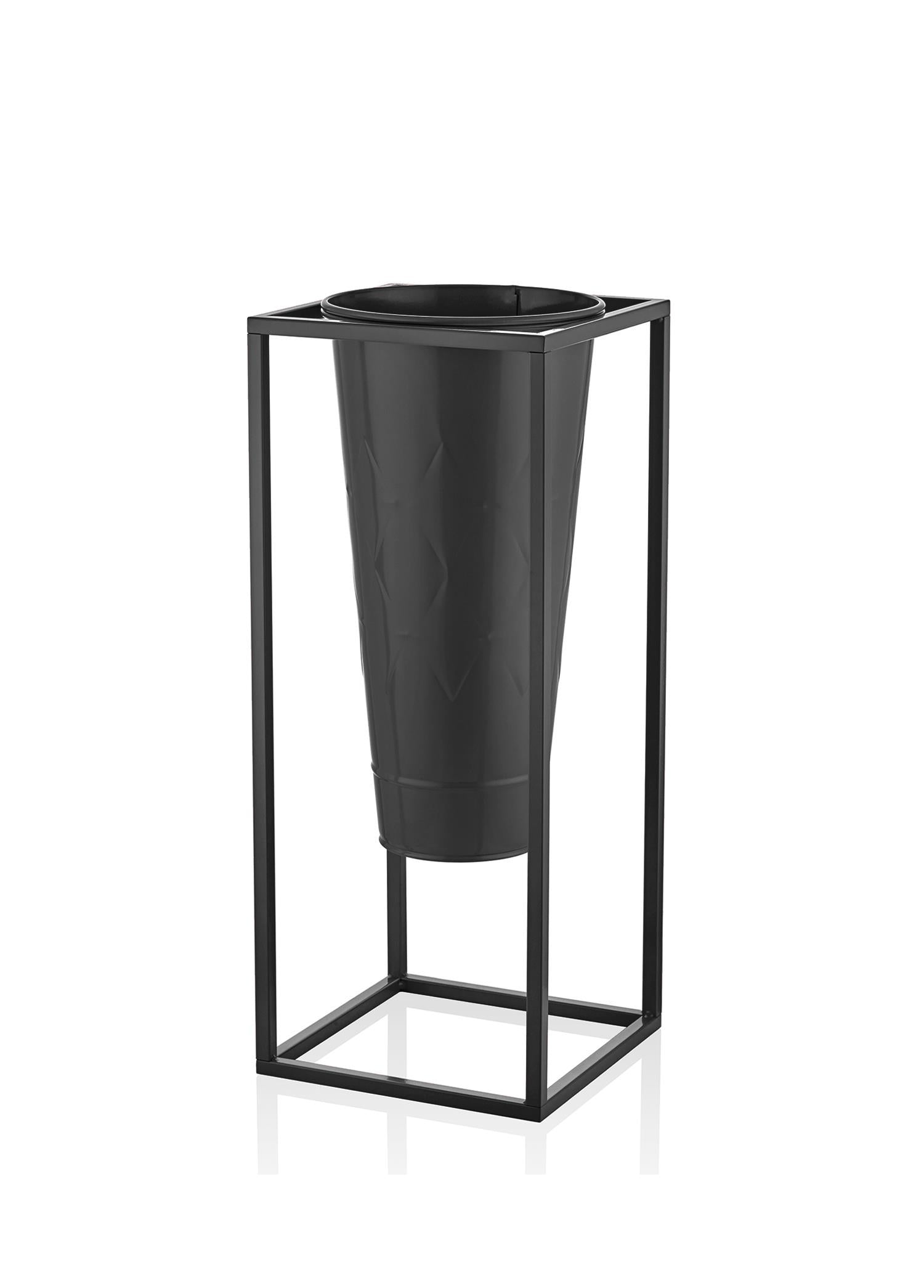 Prism Vase & Flower Pot Black 70x30x30 cm