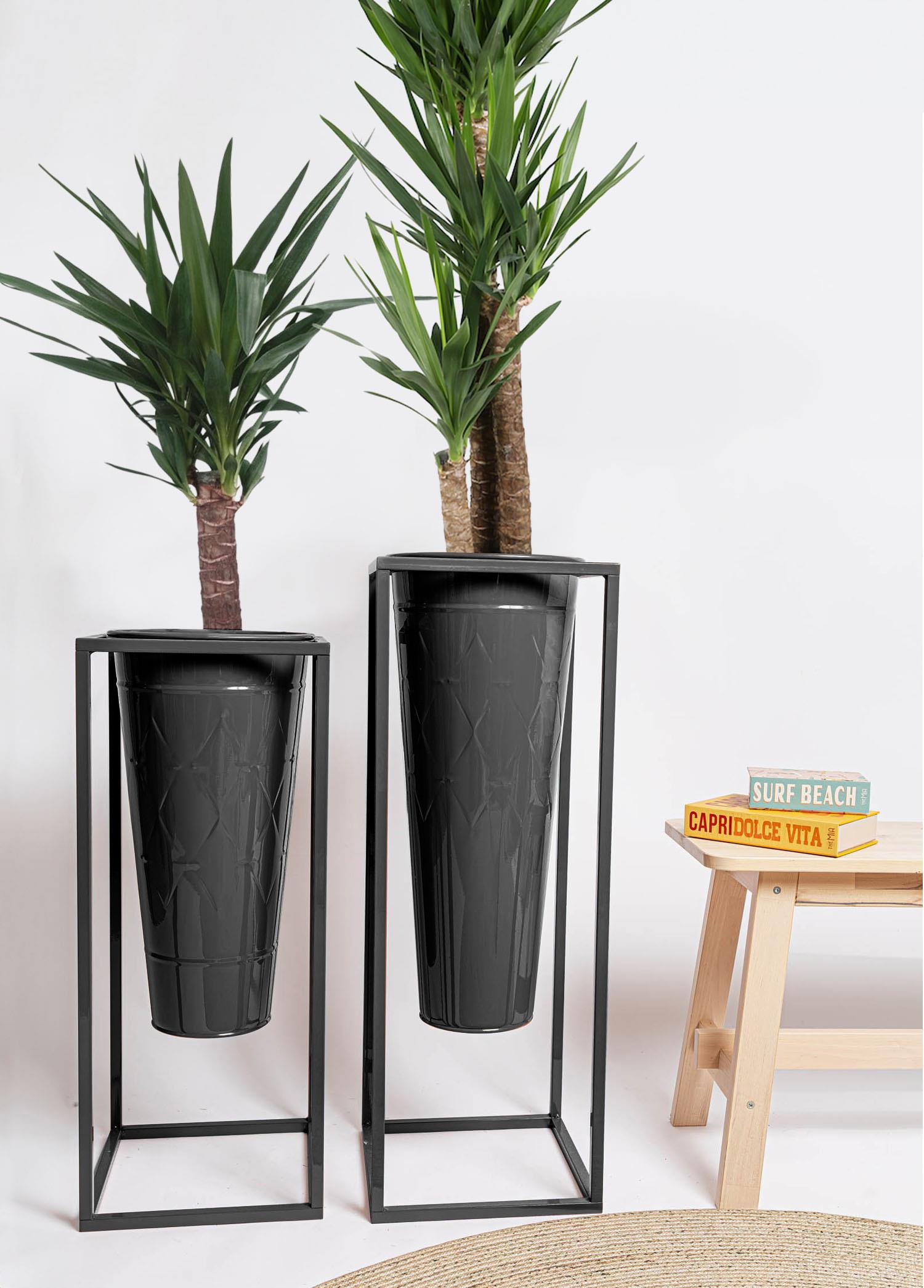 Prism Vase & Flower Pot Black 70x30x30 cm