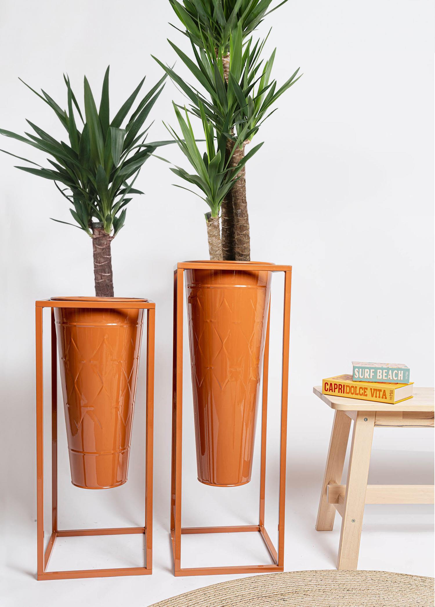 Prism Vase & Flowerpot Terracotta 70x30x30 cm