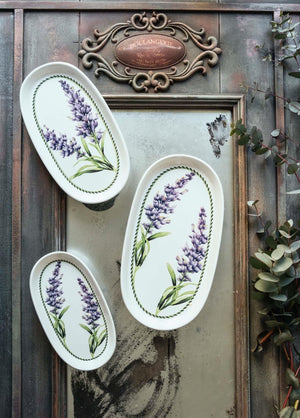 Provence Lavender Oval Service Set of 2 21 cm - Exporgin - Global Shopping Site