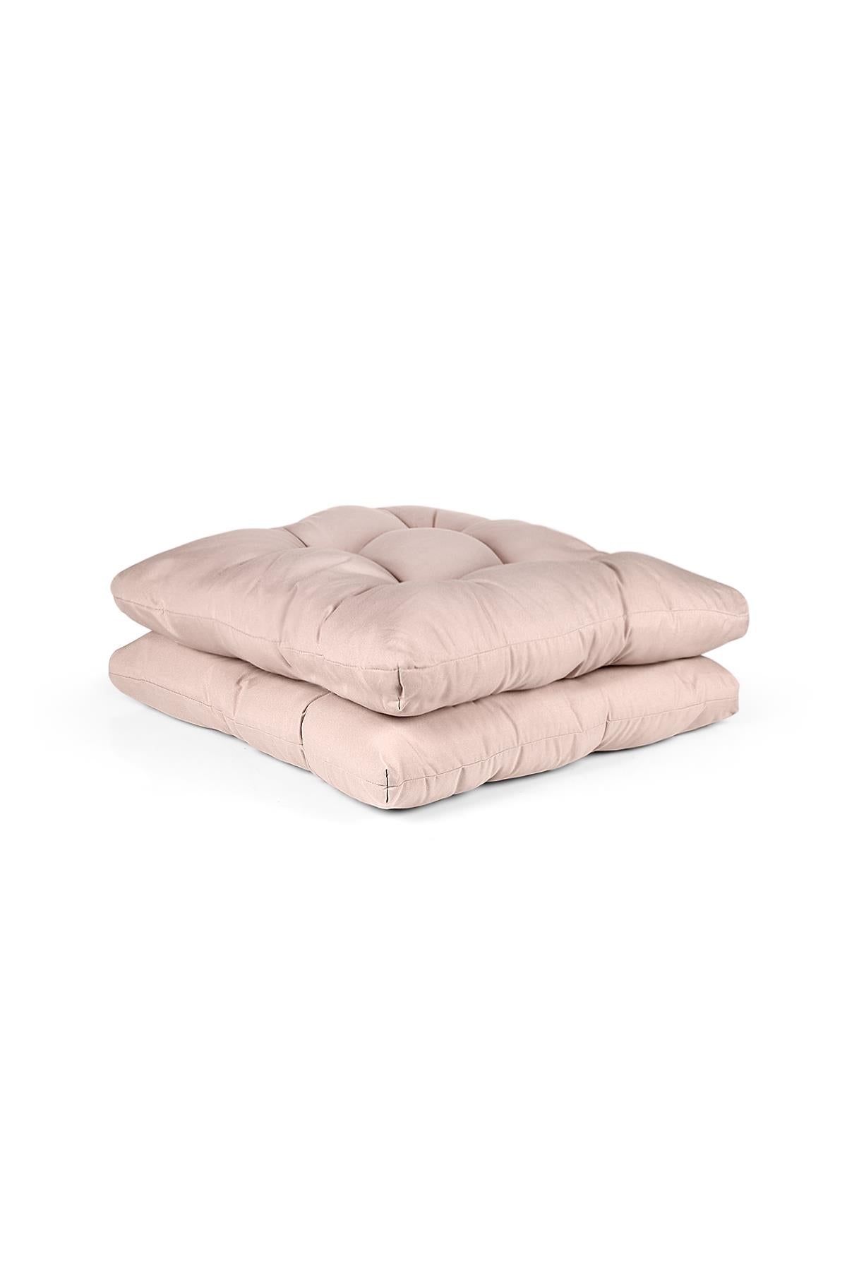 2 Pcs Puff Soft Chair Cushion 4 Quilted 42x42 cm Powder