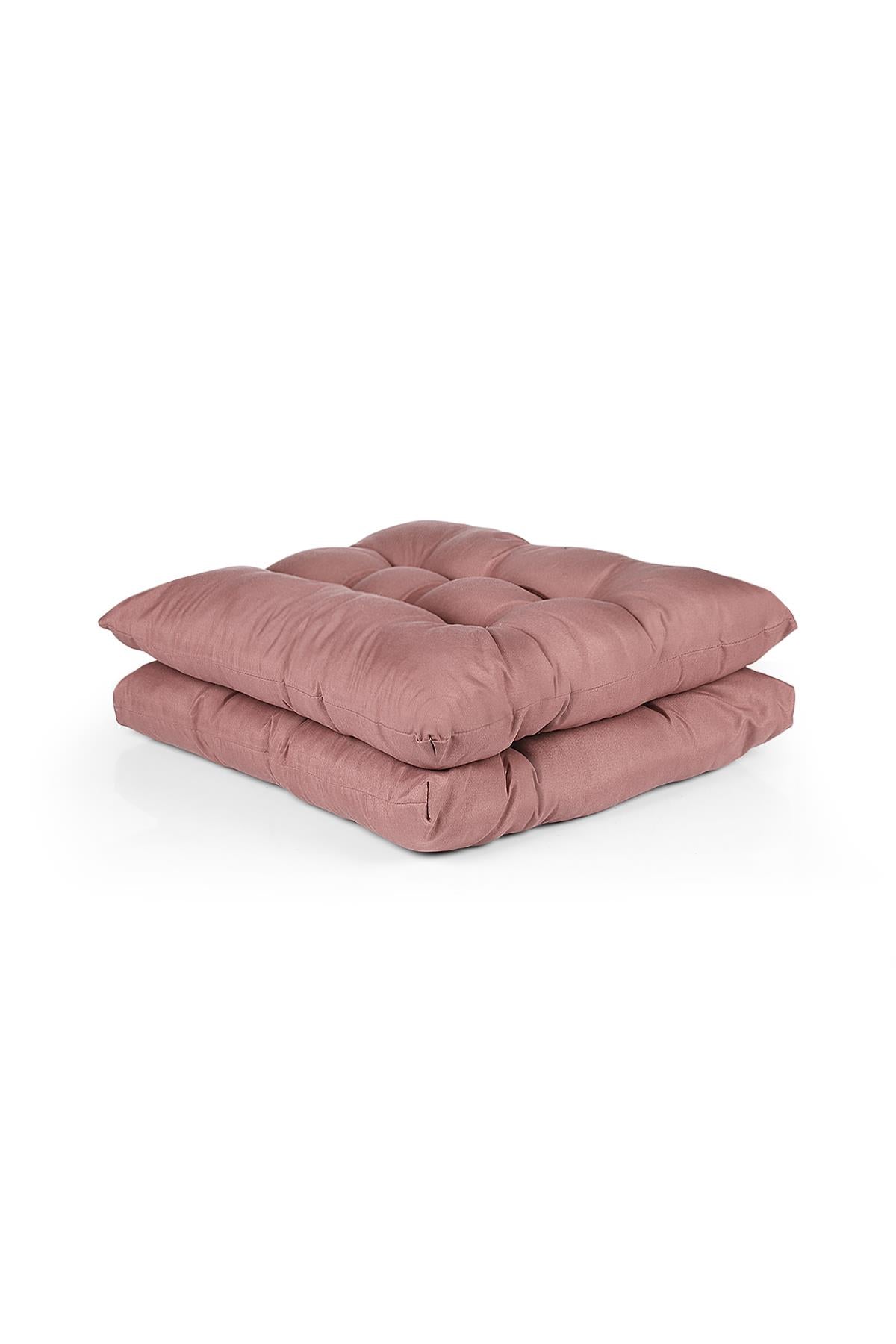 2 Pcs Puff Soft Chair Cushion 6 Quilted 42x42 cm Pink