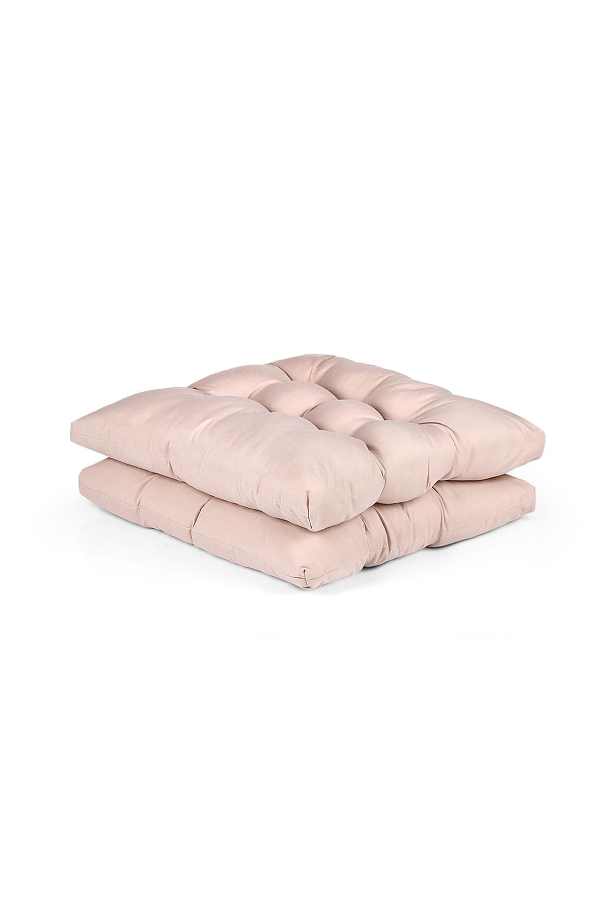 2 Pcs Puff Soft Chair Cushion 6 Quilted 42x42 cm Powder