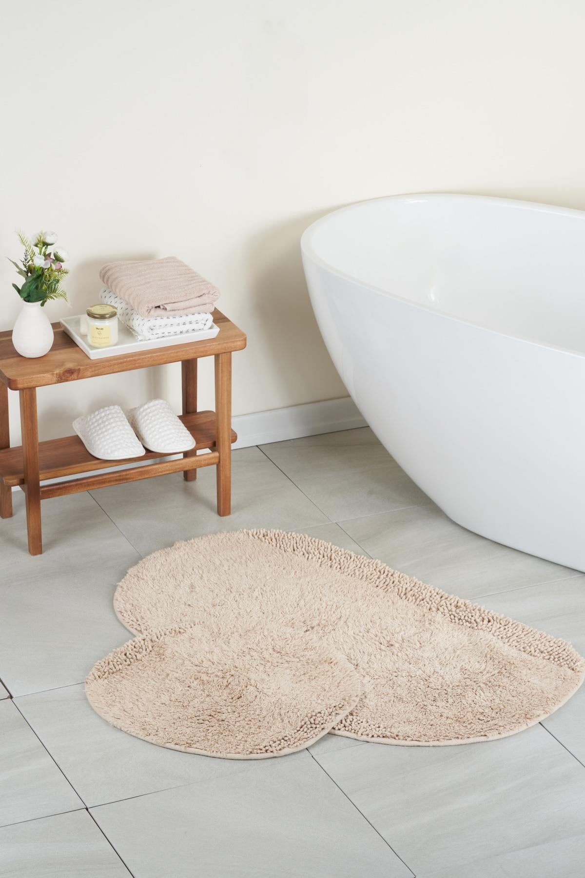 Radiant Natural Cotton 2-Piece Bath Mat Set 60x100+50x60 cm - Beige