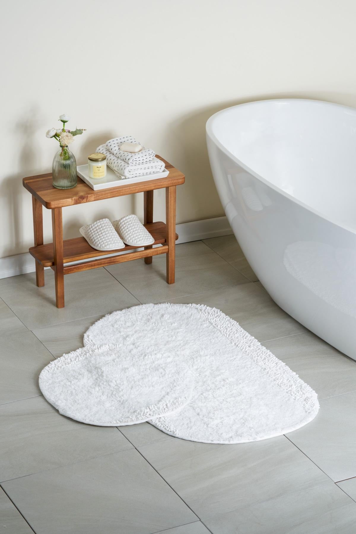 Radiant Natural Cotton 2-Piece Bath Mat Set 60x100+50x60 cm - White