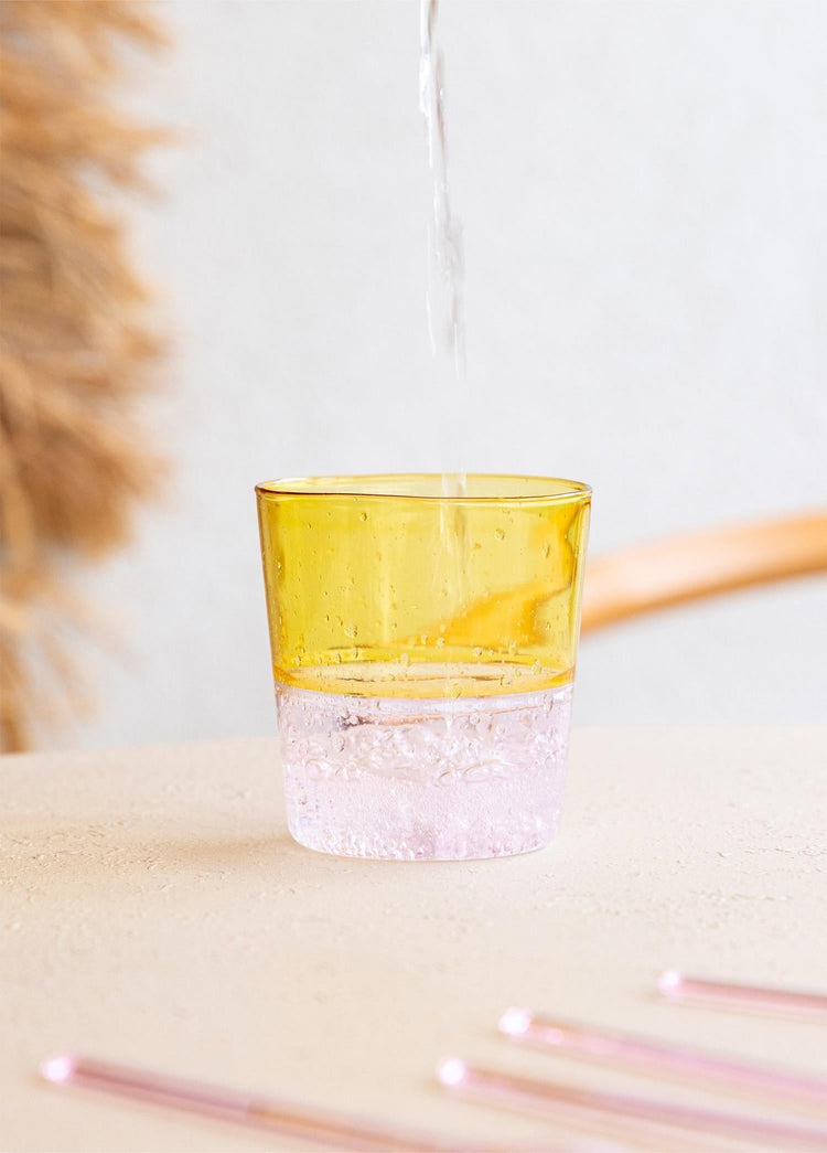 Rainbow – Water Glass Yellow – Borosilicate & Heat - Resistant – 320ml (8x8x9 cm) - Exporgin - Global Shopping Site