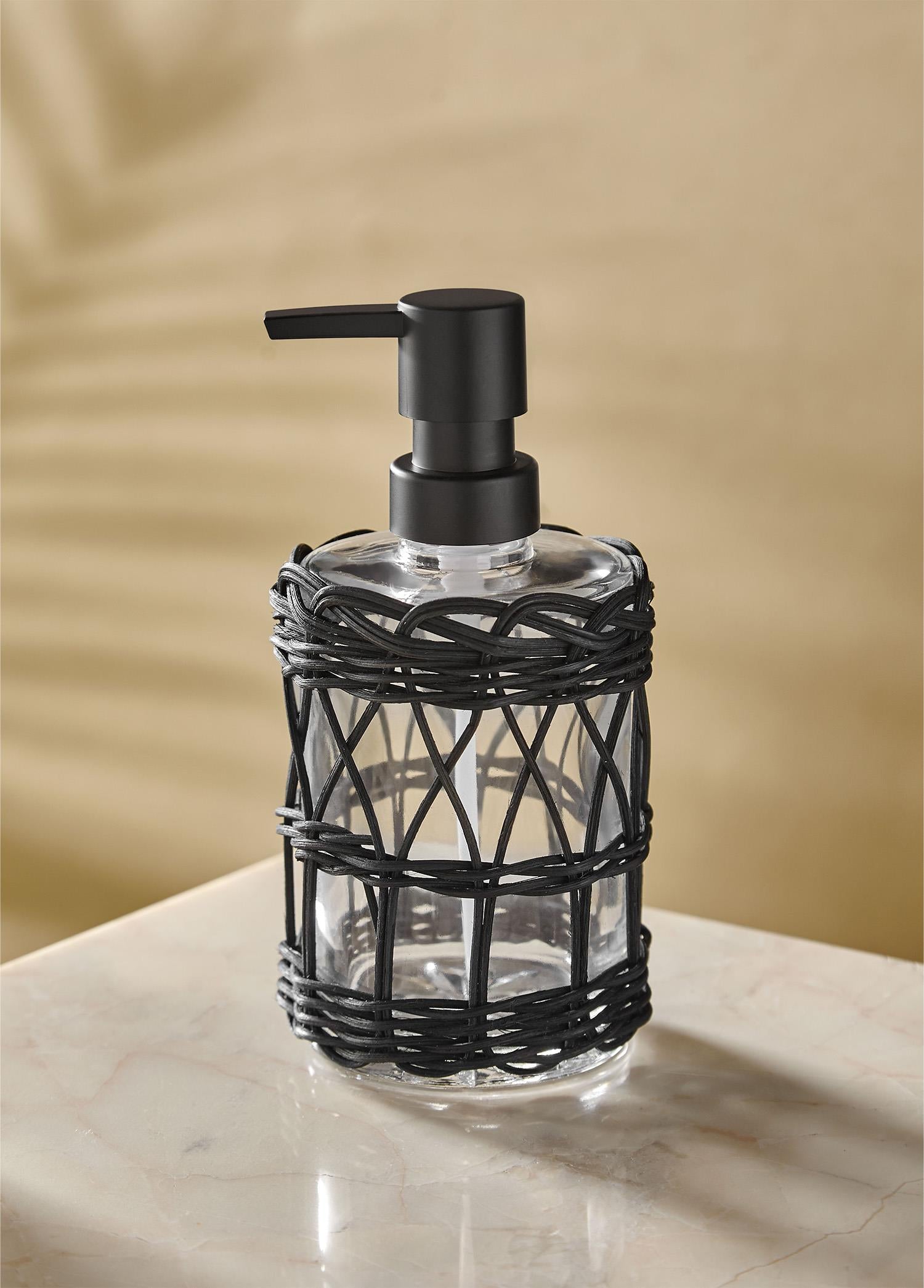 Rattan Liquid Soap Dispenser Black 330 ml