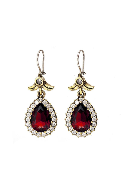 Beyisa Red Garnet Ruby Hürrem Didar Sultan Earrings 925 Sterling Silver