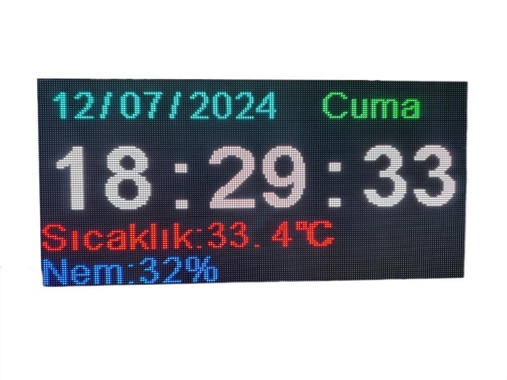 Color Digital LED Clock, Date, Degree and Humidity (Case Dimension: 48x96 cm)