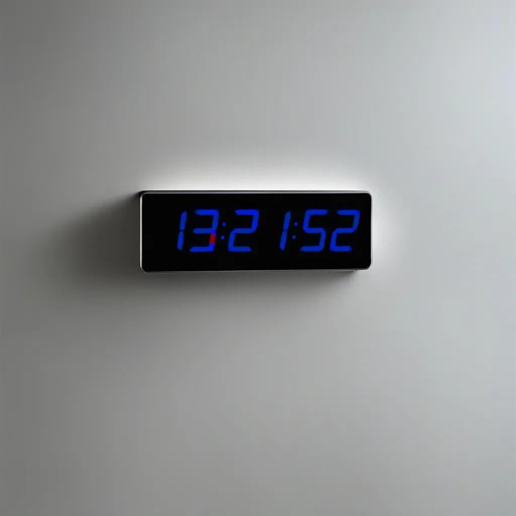 Digital LED Wall and Desk Clock with Seconds Temperature and Humidity - Blue (Case Dimensions: 12x35 cm)